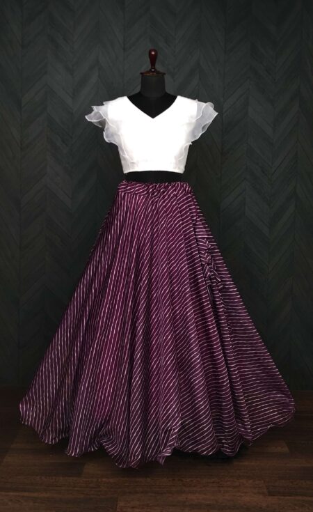 Premium Designer Leheriya Digital Printed Organza Lehenga Choli Set