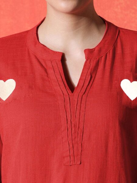 Women's Cotton Embroidered Straight Kurti With Pant Set